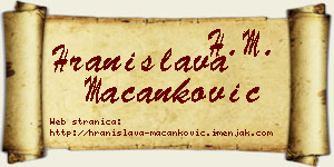 Hranislava Macanković vizit kartica